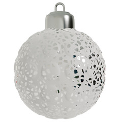 3d render white ball christmas decoration with transparent background