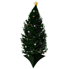 3d render Christmas Tree with ornaments with transparent background