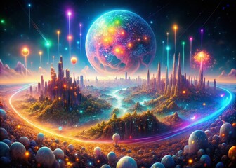 Obraz premium Stunning Visualization of Beautiful Artificial Intelligence Concepts in a Futuristic Digital Landscape