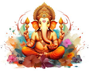 Naklejka premium PNG Ganesh representation spirituality cross-legged.