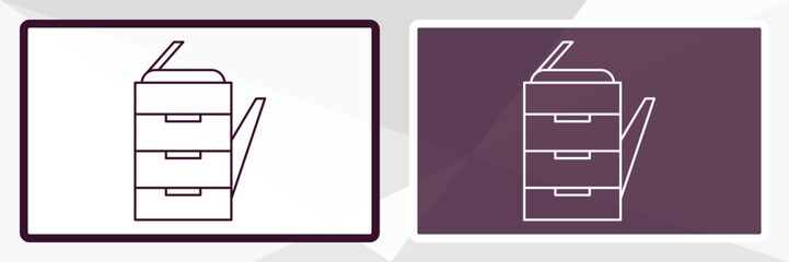 office printer outline icon. Linear vector from technology concept. Thin line white and black office printer icon isolated on white and dark background