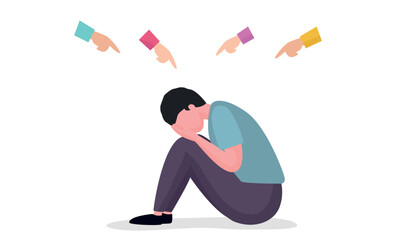 Discrimination in gender discrimination and Racism concept with people picking on someone pointing finger blaming child blame and child abuse and social blame stressed for social abuse mental pressure