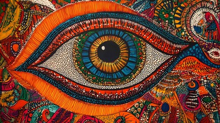 Classical Madhubani Painting Art, Abstract Image, Texture, Pattern Background, Wallpaper, Cover and Screen for Smartphone, PC, Laptop, 9:16 and 16:9 Aspect Ratio