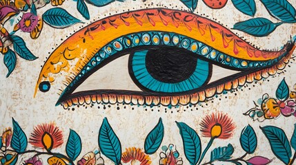 Classical Madhubani Painting Art, Abstract Image, Texture, Pattern Background, Wallpaper, Cover and Screen for Smartphone, PC, Laptop, 9:16 and 16:9 Aspect Ratio