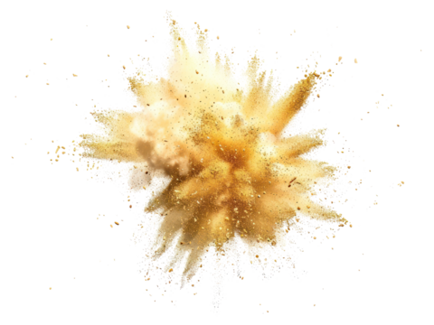 PNG  Golden powder explosion on white
