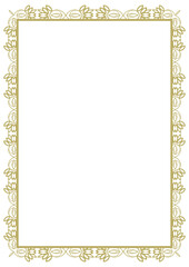 Vintage style frame in A4 format. Elegant golden ornament. Version 32. Vector illustration