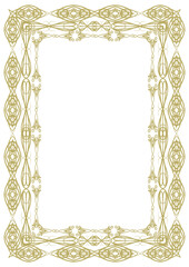 Vintage style frame in A4 format. Elegant golden ornament. Version 36. Vector illustration