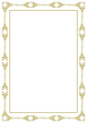 Vintage style frame in A4 format. Elegant golden ornament. Version 37. Vector illustration