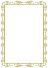 Vintage style frame in A4 format. Elegant golden ornament. Version 25. Vector illustration