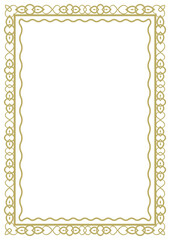 Vintage style frame in A4 format. Elegant golden ornament. Version 28. Vector illustration