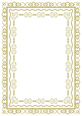 Vintage style frame in A4 format. Elegant golden ornament. Version 29. Vector illustration
