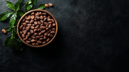 The cocoa bean is photographed on a bowl using a light exposure Stocke