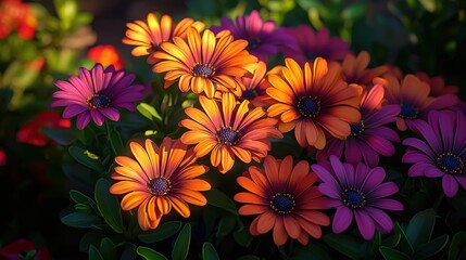 Fototapeta premium Vividly Colored Flowers in Natural Light