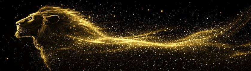 Obraz premium Majestic Lion in Anime Style with Sparkling Effects