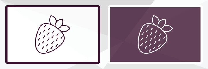 strawberry drawing outline icon. Linear vector from restaurant concept. Thin line white and black strawberry drawing icon isolated on white and dark background