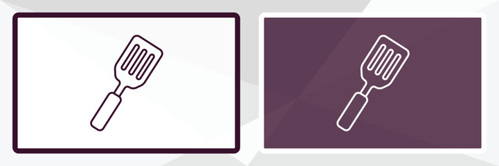 spatula utensil outline icon. Linear vector from restaurant concept. Thin line white and black spatula utensil icon isolated on white and dark background