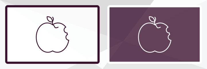 apple with skin outline icon. Linear vector from restaurant concept. Thin line white and black apple with skin icon isolated on white and dark background