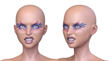 女性の顔アップ　3DCGレンダリング