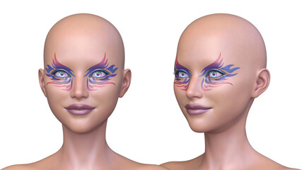 女性の顔アップ　3DCGレンダリング