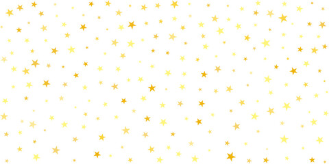 Gold stars vector background, sparkling Christmas confetti falling isolated. Shining flying golden stars glitter backdrop, sparkle border
