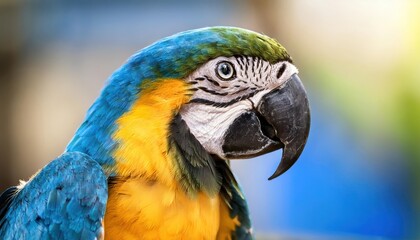 blue and yellow Macaw parrot ( Ara ararauna ) arara-canindé. Colombian species. South America. Latin America.