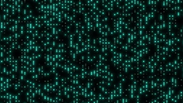 A digital representation of binary code: black pixels represent 0 and white pixels represent 1. Each pixel correlates to a binary digit