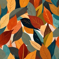 Obraz premium Abstract expressionist painting of autumn leaves, focusing on texture and color. Use bold, energetic brushstrokes and a limited color palette