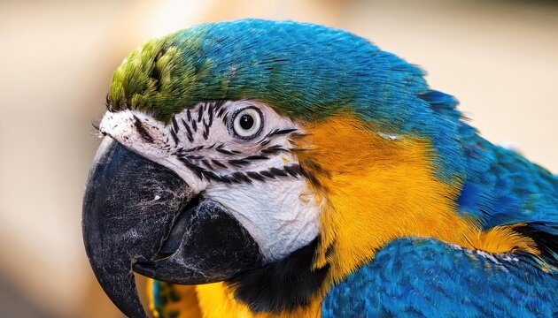 blue and yellow Macaw parrot ( Ara ararauna ) arara-canindé. Colombian species. South America. Latin America.