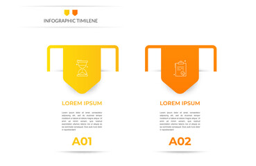 Infographics labels vector options template with 2 steps and icons. The modern template can be used for workflow layout, banners, diagrams, business options, projects, web design, marketing