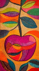 Naklejka premium Classical Madhubani Painting Art, Abstract Image, Texture, Pattern Background, Wallpaper, Cover and Screen for Smartphone, PC, Laptop, 9:16 and 16:9 Aspect Ratio