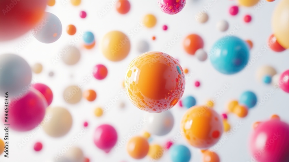 Poster Abstract Composition of Colorful Spheres Floating in White Space