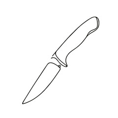 Obraz premium Knife. Icon. Vector drawing. One line art. A simple drawing of a continuous line of a kitchen electric appliance.