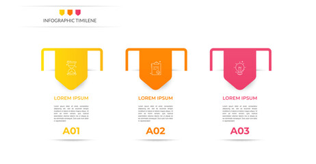 Infographics labels vector options template with three steps and icons. The modern template can be used for workflow layout, banners, diagrams, business options, projects, web design, marketing