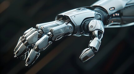 Fototapeta premium Minimalist Robotic Arm Closeup in Sleek Metallic Design