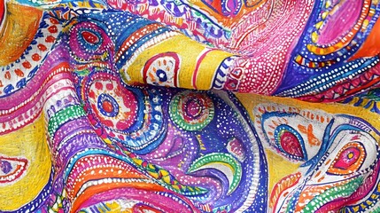 Classical Madhubani Painting Art, Abstract Image, Texture, Pattern Background, Wallpaper, Cover and Screen for Smartphone, PC, Laptop, 9:16 and 16:9 Aspect Ratio