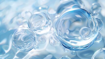 Stunning Hyper-Detailed Blue and White Water Bubble Showcase on Bright Background