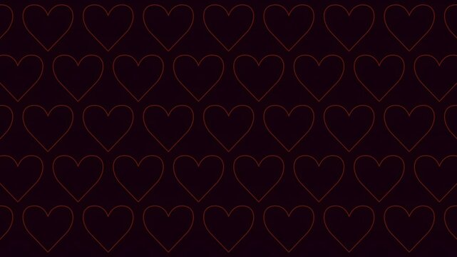 A whimsical array of red hearts on a dark backdrop, forming a captivating linear pattern. The hearts seem to levitate, creating a charming focal point