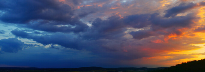 Fototapeta premium Dramatic clouds in the sky , panoramic image.