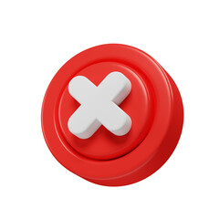 red close cross button, Simple Plastic Denied Error Wrong, Forbidden, 3d Icon Isolated