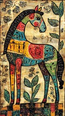 Obraz premium Classical Madhubani Painting Art, Abstract Image, Texture, Pattern Background, Wallpaper, Cover and Screen for Smartphone, PC, Laptop, 9:16 and 16:9 Aspect Ratio