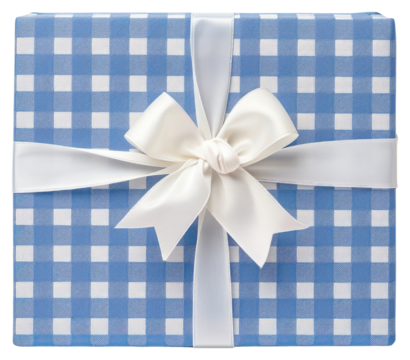 PNG Elegant blue checkered gift
