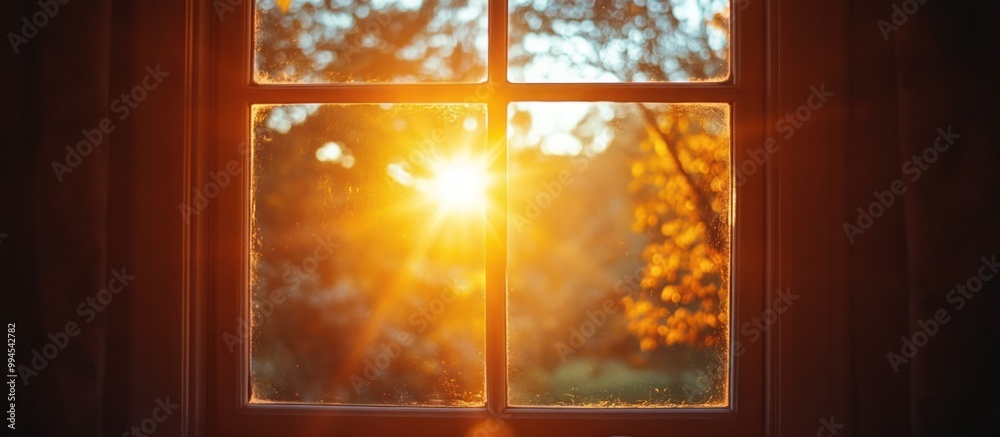 Canvas Prints Golden Sunset View Through Window