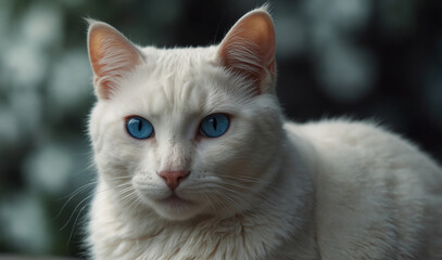 Fototapeta premium beautiful white cat with new style 