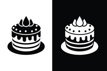 Cake birthday icon vector design silhouette logo icon on white background.