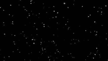 Falling snowflakes on black background. Snowfall on black background.