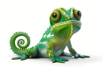 Fototapeta premium Vibrant chameleon on white background