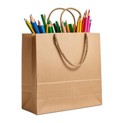 Minimalist Paper Bag Isolated on White Background for Branding Mockup