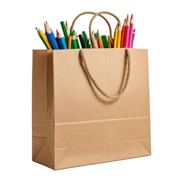 Minimalist Paper Bag Isolated on White Background for Branding Mockup
