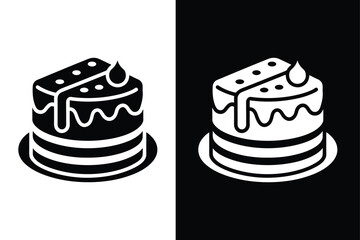 Cake birthday icon vector design silhouette logo icon on white background.
