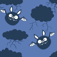 Halloween animals seamless bats vampire pattern for wrapping paper and fabrics
